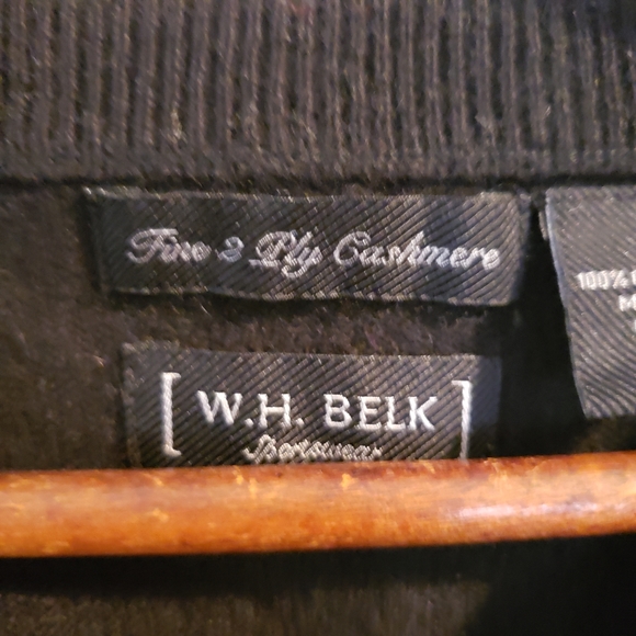Men’s W.H Belk Black V-neck 2 Ply Cashmere Sweater Size XL - Picture 5 of 5